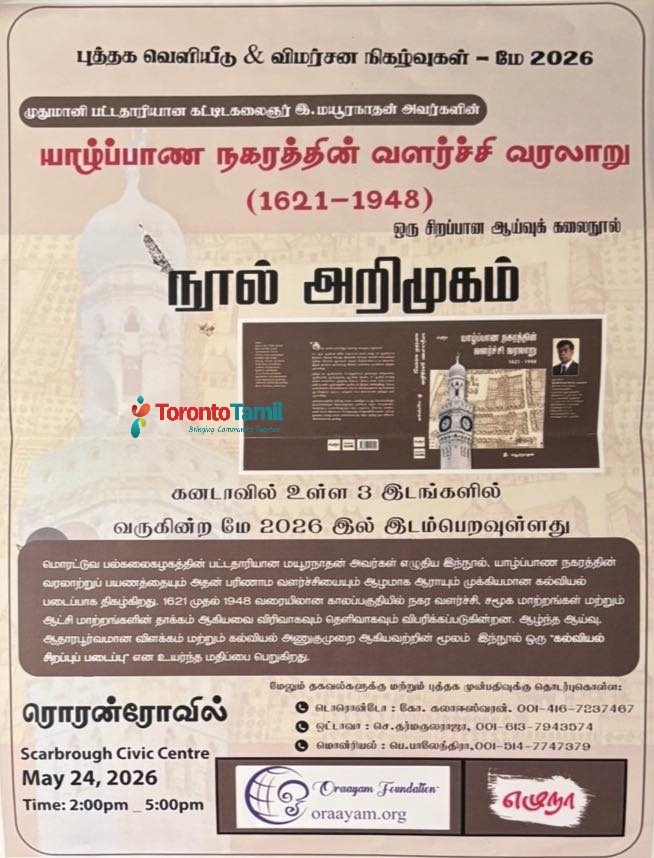 யாழ்ப்பாண நகரத்தின் வளர்ச்சி வரலாறு (1621-1948) நூல் அறிமுகம்